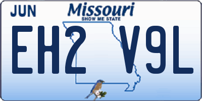 MO license plate EH2V9L