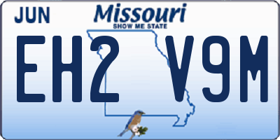 MO license plate EH2V9M