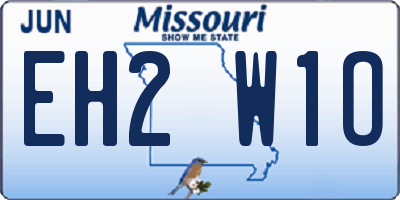 MO license plate EH2W1O