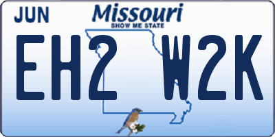 MO license plate EH2W2K
