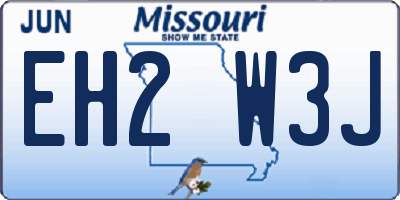 MO license plate EH2W3J