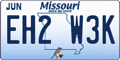 MO license plate EH2W3K
