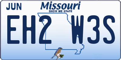 MO license plate EH2W3S