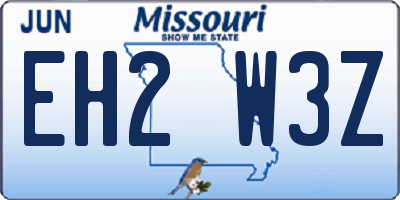 MO license plate EH2W3Z
