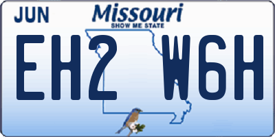 MO license plate EH2W6H