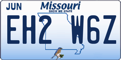 MO license plate EH2W6Z