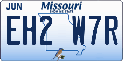 MO license plate EH2W7R