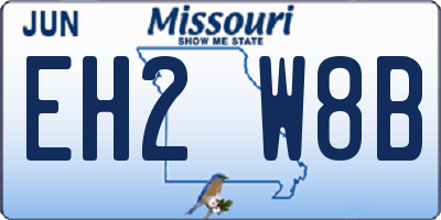 MO license plate EH2W8B
