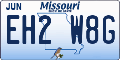 MO license plate EH2W8G