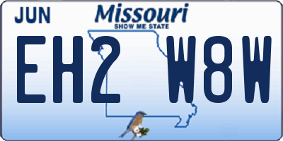MO license plate EH2W8W