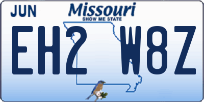 MO license plate EH2W8Z