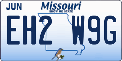 MO license plate EH2W9G
