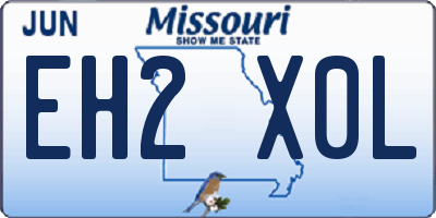 MO license plate EH2X0L