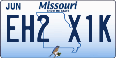 MO license plate EH2X1K