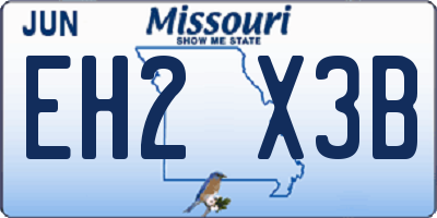 MO license plate EH2X3B