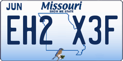 MO license plate EH2X3F
