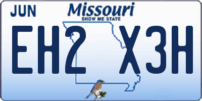 MO license plate EH2X3H