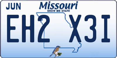 MO license plate EH2X3I