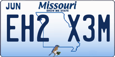 MO license plate EH2X3M