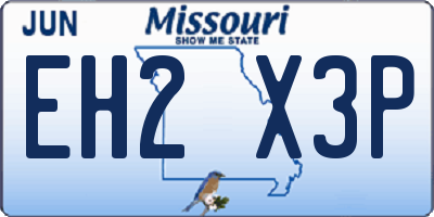 MO license plate EH2X3P
