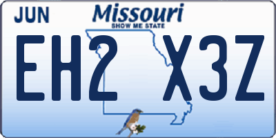 MO license plate EH2X3Z