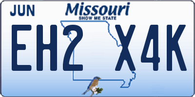 MO license plate EH2X4K