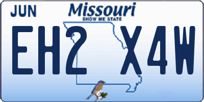 MO license plate EH2X4W
