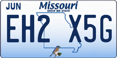 MO license plate EH2X5G