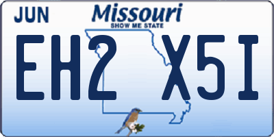 MO license plate EH2X5I