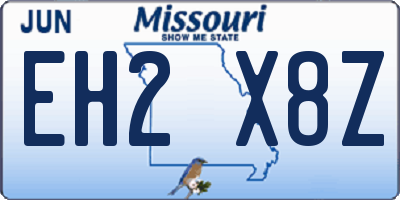 MO license plate EH2X8Z