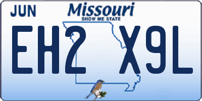 MO license plate EH2X9L
