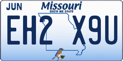MO license plate EH2X9U