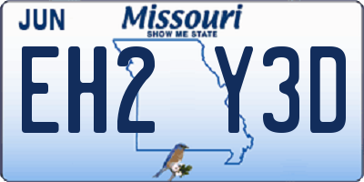 MO license plate EH2Y3D