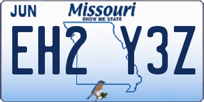 MO license plate EH2Y3Z