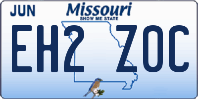 MO license plate EH2Z0C