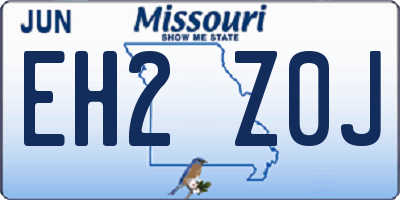 MO license plate EH2Z0J