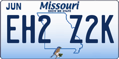 MO license plate EH2Z2K