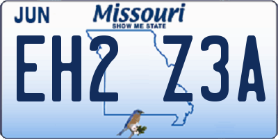 MO license plate EH2Z3A