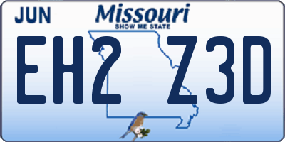 MO license plate EH2Z3D