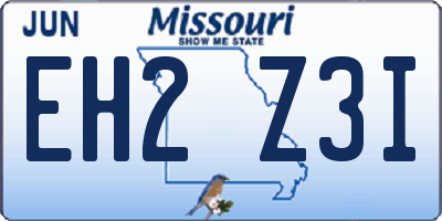 MO license plate EH2Z3I