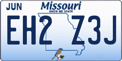 MO license plate EH2Z3J