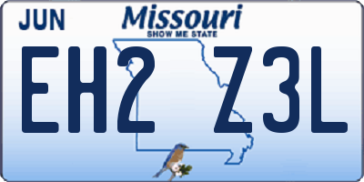 MO license plate EH2Z3L