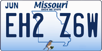 MO license plate EH2Z6W