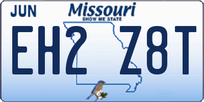 MO license plate EH2Z8T