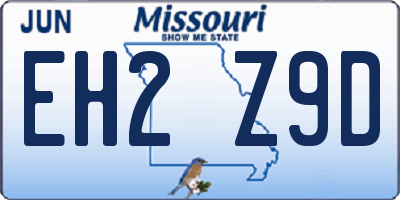 MO license plate EH2Z9D