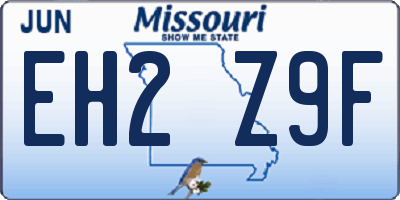MO license plate EH2Z9F