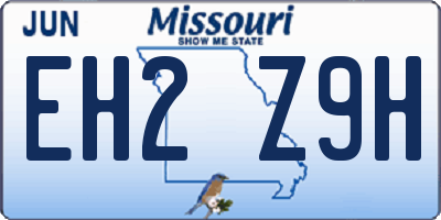 MO license plate EH2Z9H