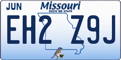 MO license plate EH2Z9J