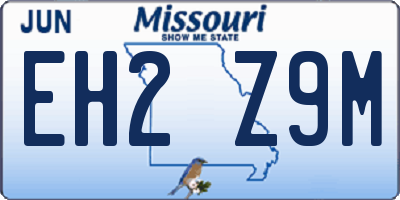 MO license plate EH2Z9M