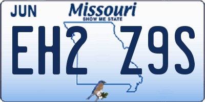 MO license plate EH2Z9S